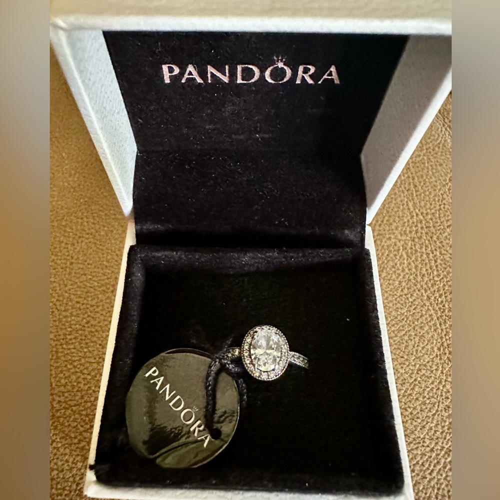 Pandora Silver Ring with Sparkling Clear Stone SIZE 5